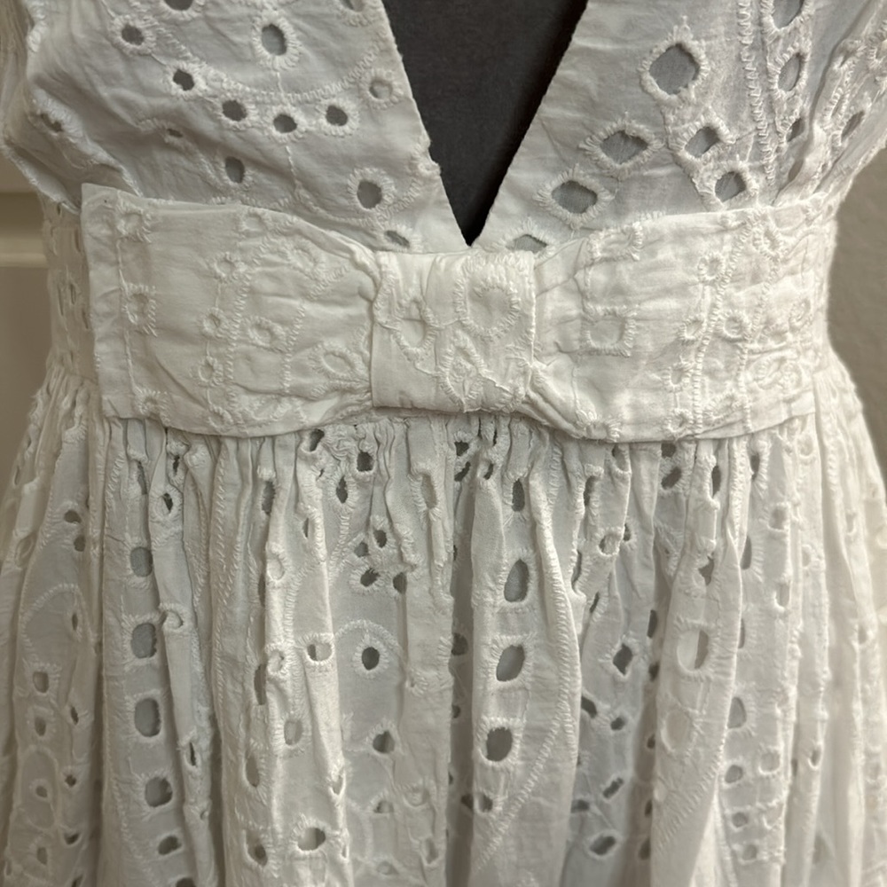 Elegant White Eyelet Maxi Dress - Picture 7 of 8